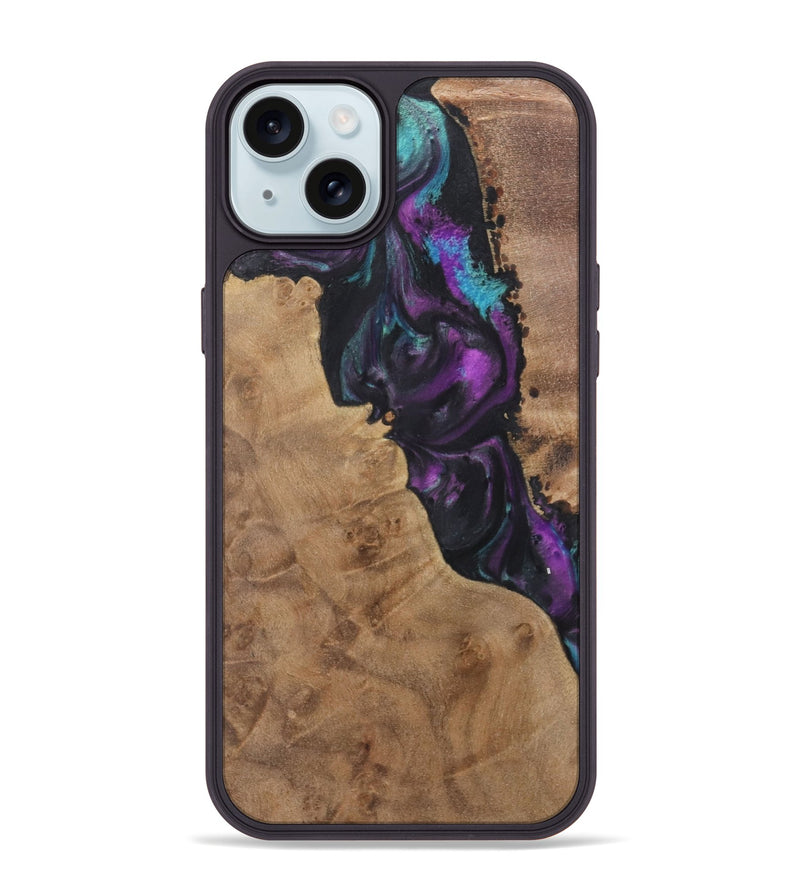 iPhone 15 Plus Wood+Resin Phone Case - Tracy (Purple, 722390)