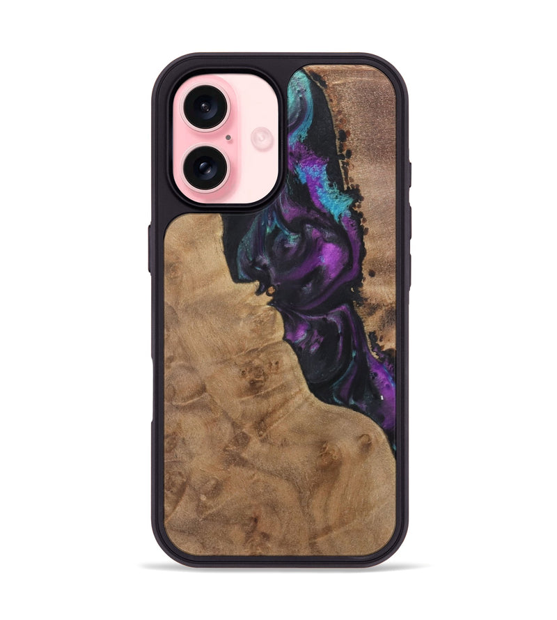 iPhone 16 Wood+Resin Phone Case - Tracy (Purple, 722390)