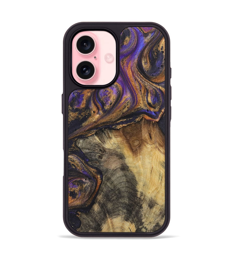 iPhone 16 Wood+Resin Phone Case - Tucker (Purple, 722391)