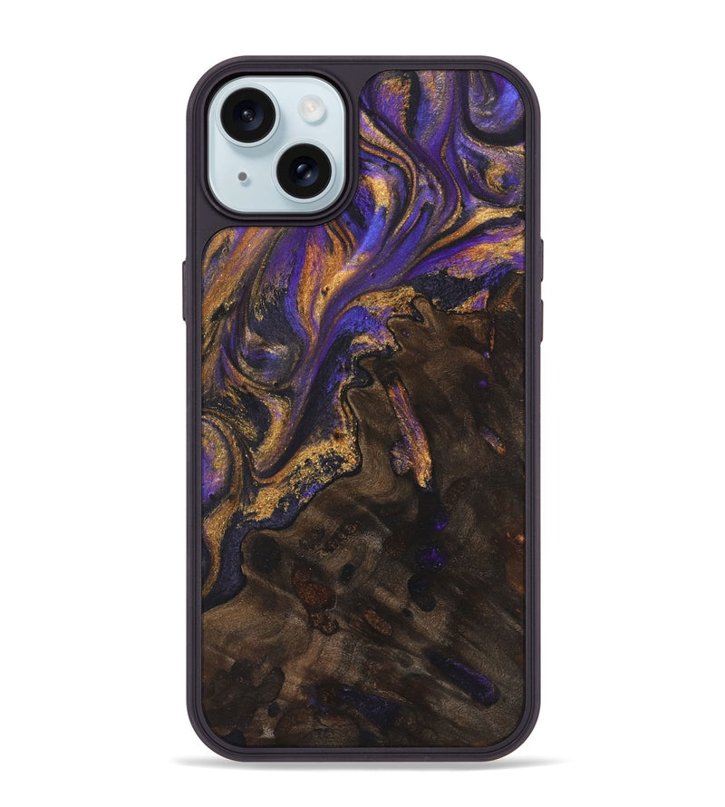 iPhone 15 Plus Wood+Resin Phone Case - Rosemarie (Purple, 722392)