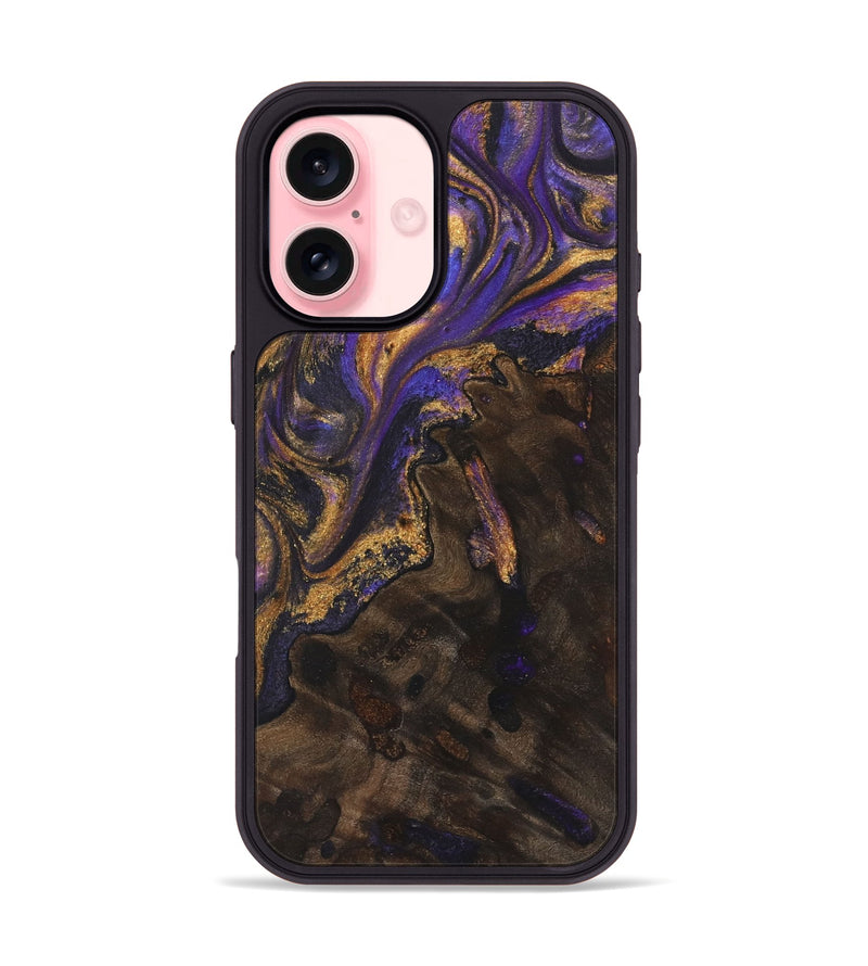 iPhone 16 Wood+Resin Phone Case - Rosemarie (Purple, 722392)