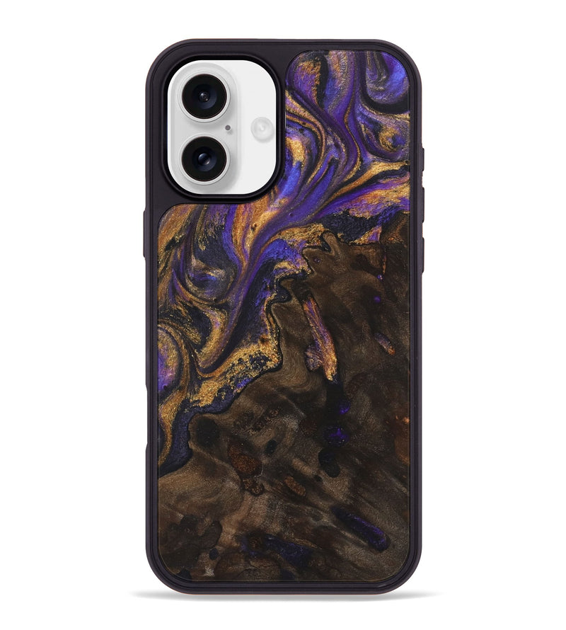 iPhone 16 Plus Wood+Resin Phone Case - Rosemarie (Purple, 722392)