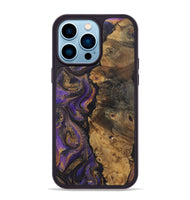 iPhone 14 Pro Max Wood+Resin Phone Case - Melinda (Purple, 722393)