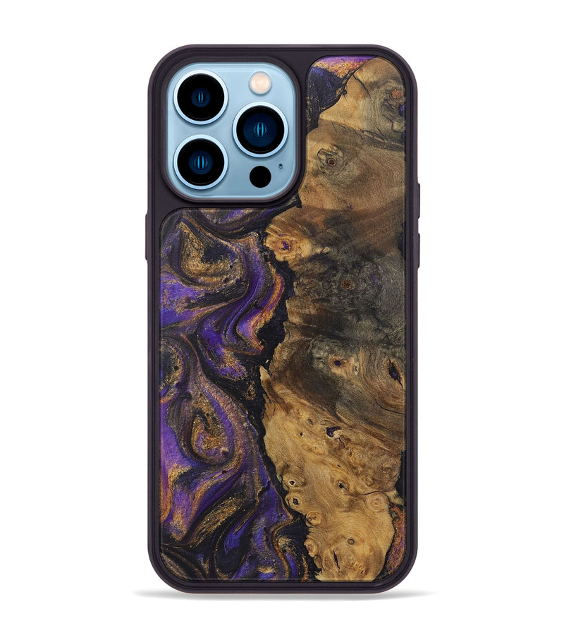 iPhone 14 Pro Max Wood+Resin Phone Case - Melinda (Purple, 722393)