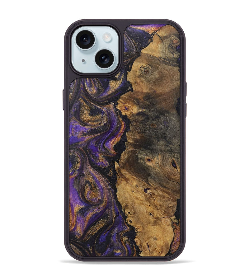 iPhone 15 Plus Wood+Resin Phone Case - Melinda (Purple, 722393)