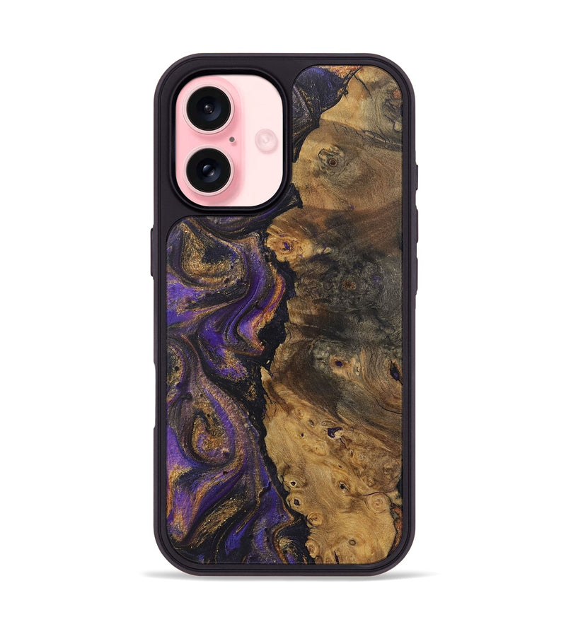 iPhone 16 Wood+Resin Phone Case - Melinda (Purple, 722393)