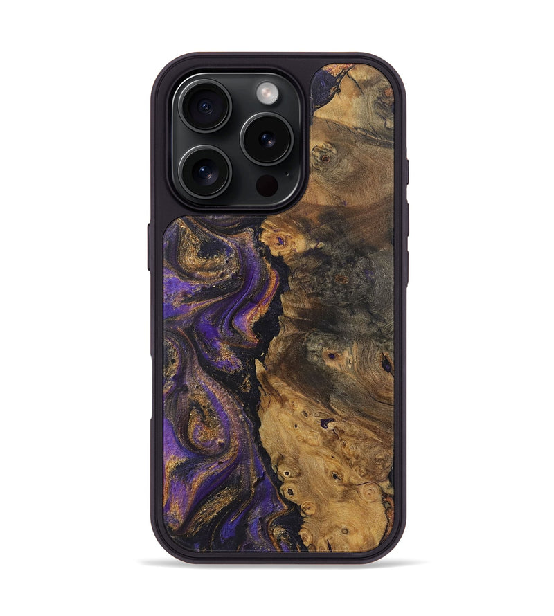 iPhone 16 Pro Wood+Resin Phone Case - Melinda (Purple, 722393)