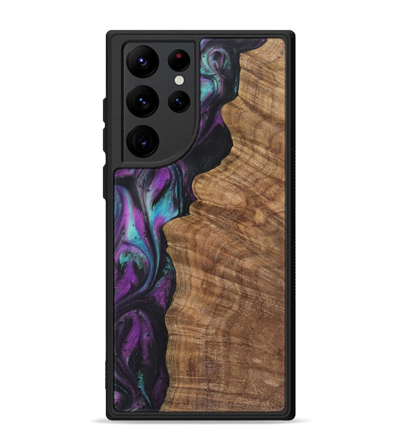 Galaxy S22 Ultra Wood+Resin Phone Case - Delbert (Purple, 722395)