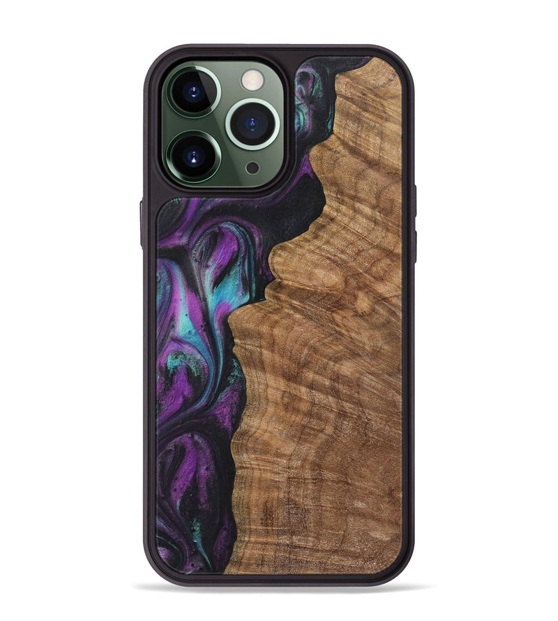 iPhone 13 Pro Max Wood+Resin Phone Case - Delbert (Purple, 722395)