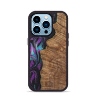 iPhone 14 Pro Wood+Resin Phone Case - Delbert (Purple, 722395)