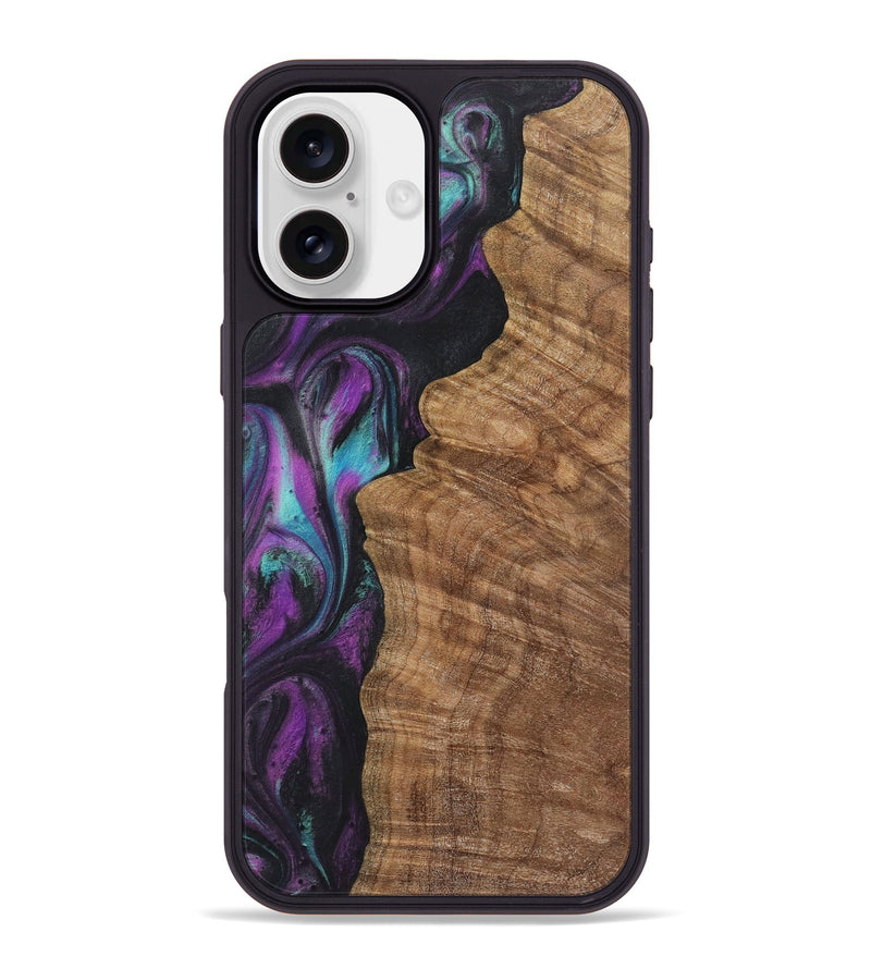 iPhone 16 Plus Wood+Resin Phone Case - Delbert (Purple, 722395)