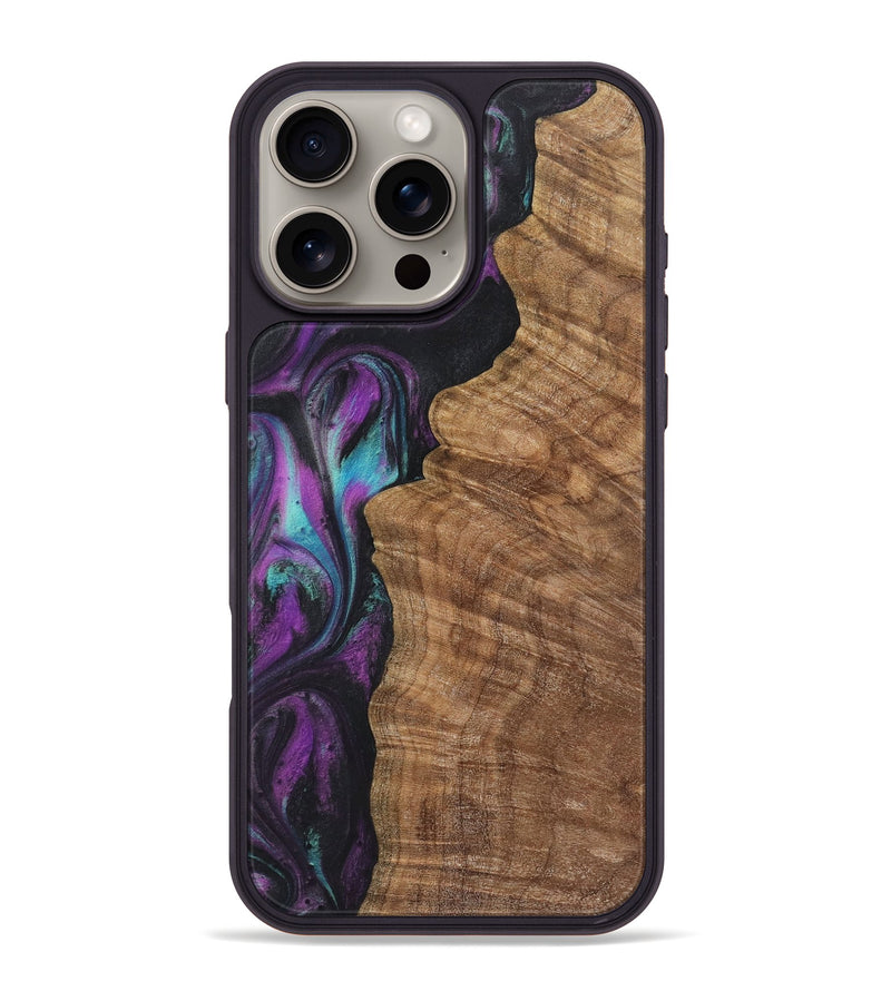 iPhone 16 Pro Max Wood+Resin Phone Case - Delbert (Purple, 722395)