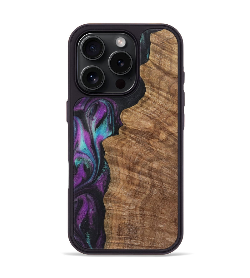 iPhone 16 Pro Wood+Resin Phone Case - Delbert (Purple, 722395)