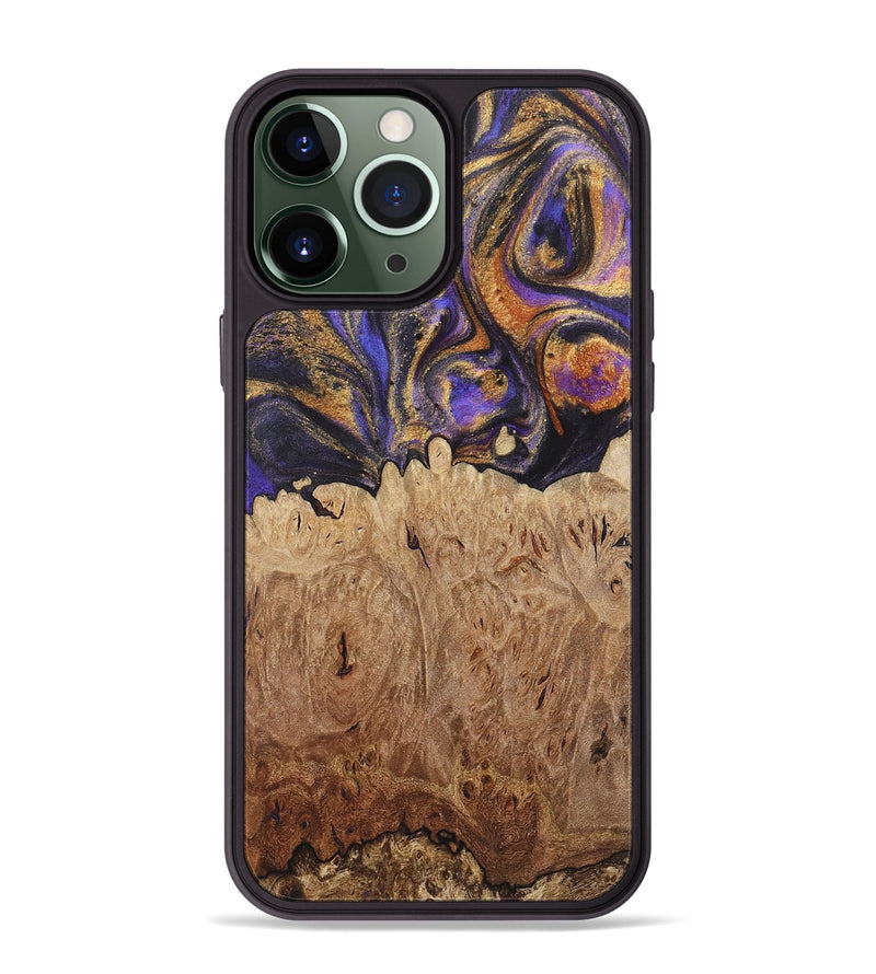 iPhone 13 Pro Max Wood+Resin Phone Case - Kara (Purple, 722398)