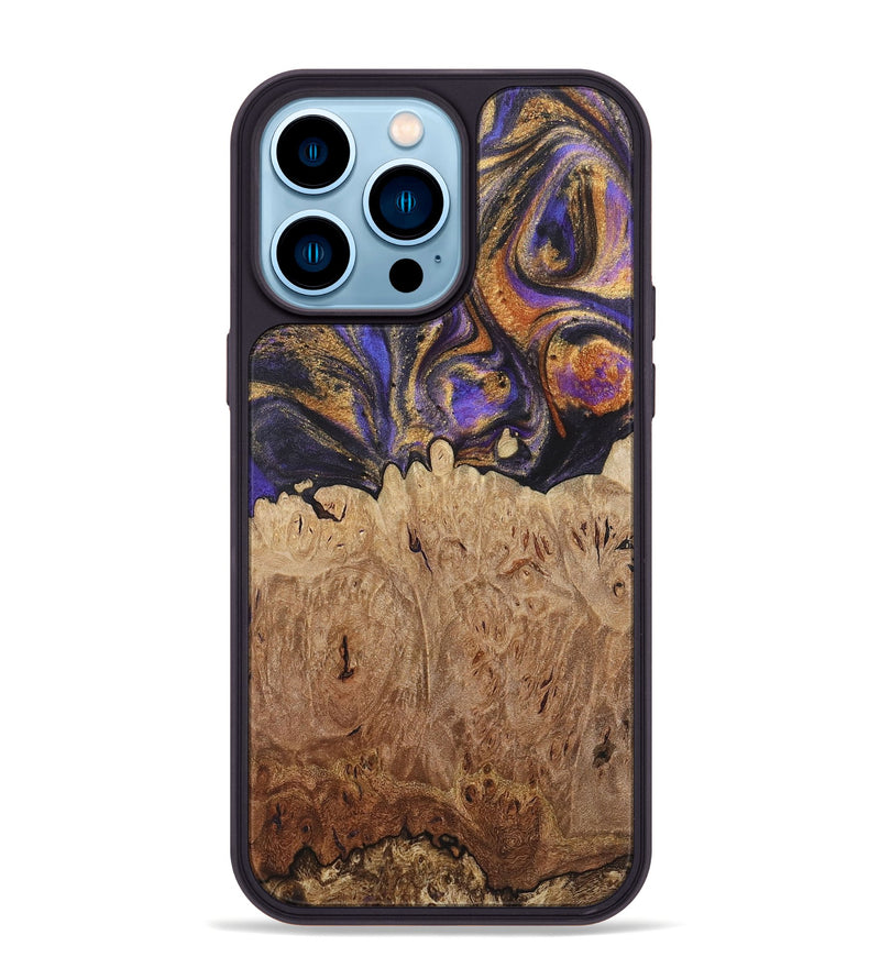 iPhone 14 Pro Max Wood+Resin Phone Case - Kara (Purple, 722398)