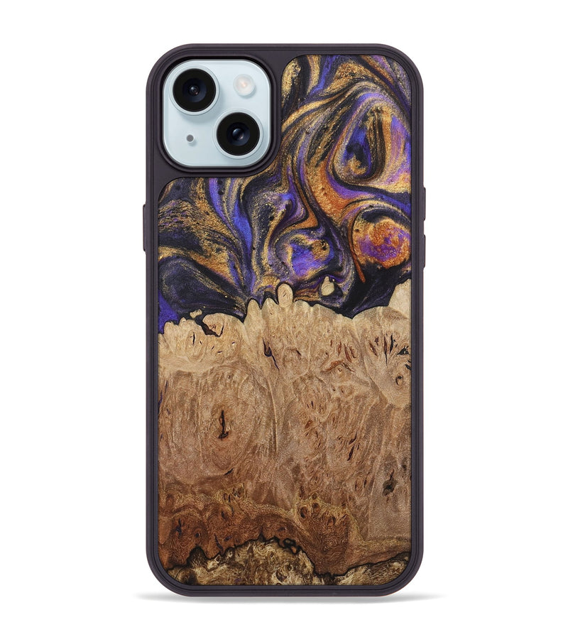 iPhone 15 Plus Wood+Resin Phone Case - Kara (Purple, 722398)