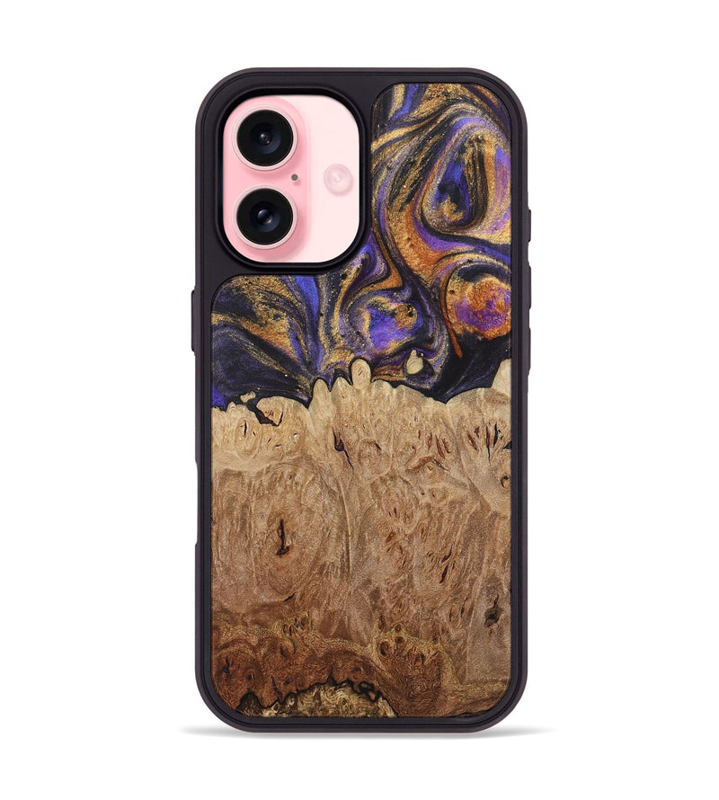 iPhone 16 Wood+Resin Phone Case - Kara (Purple, 722398)