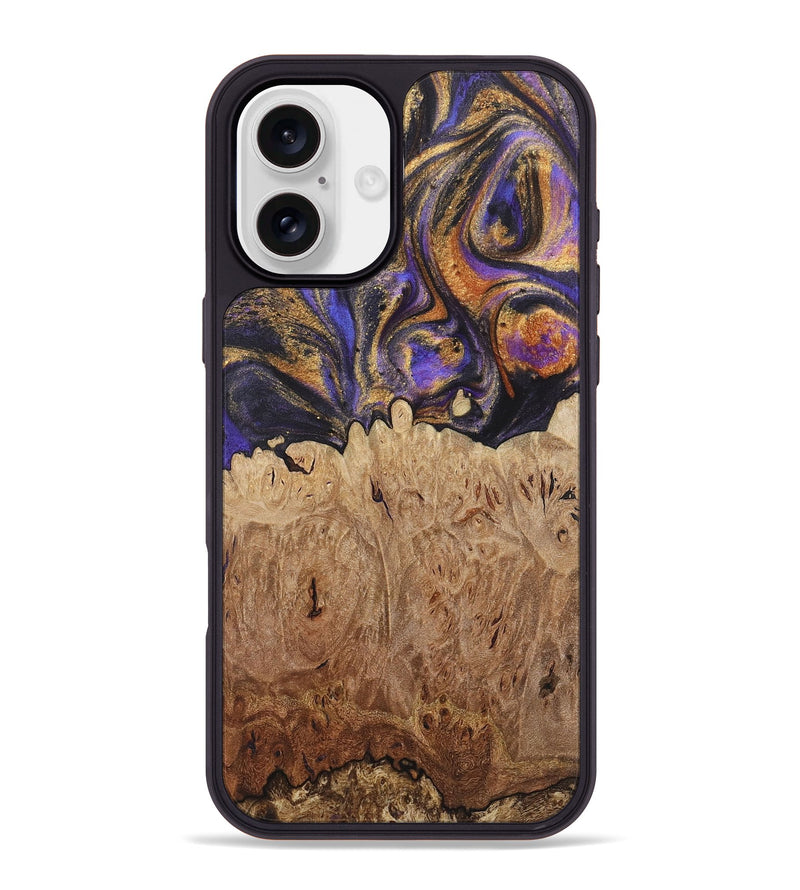 iPhone 16 Plus Wood+Resin Phone Case - Kara (Purple, 722398)