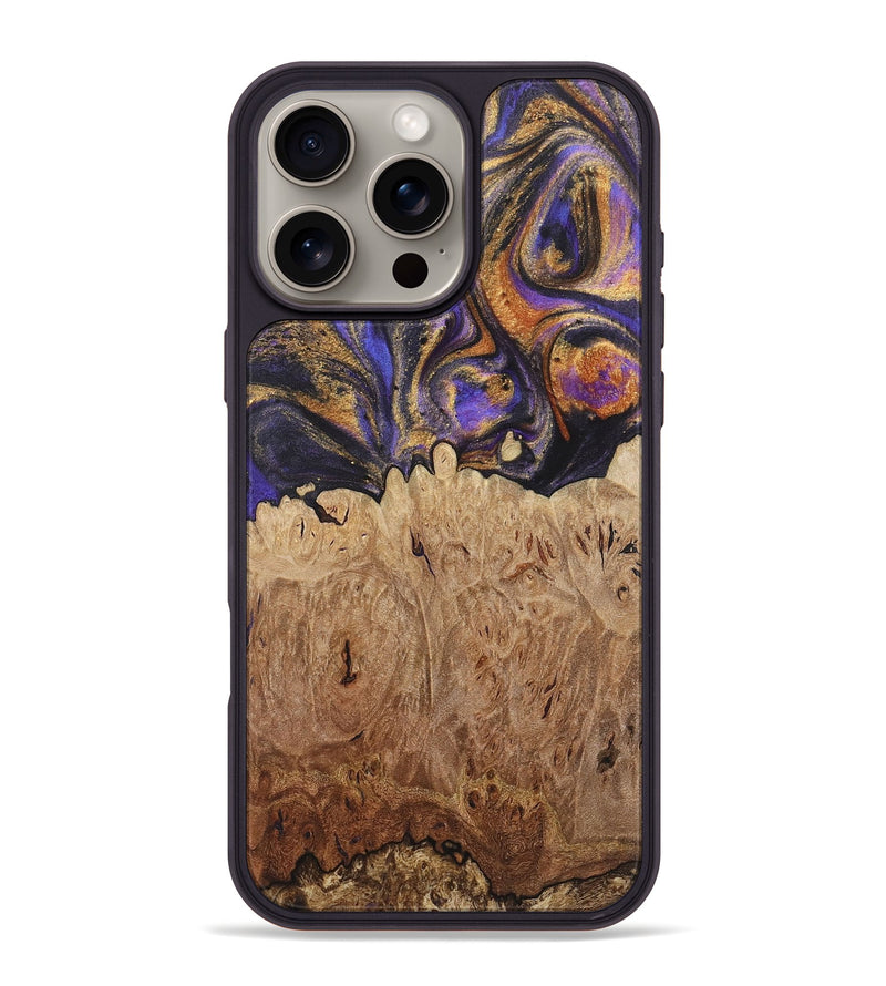 iPhone 16 Pro Max Wood+Resin Phone Case - Kara (Purple, 722398)