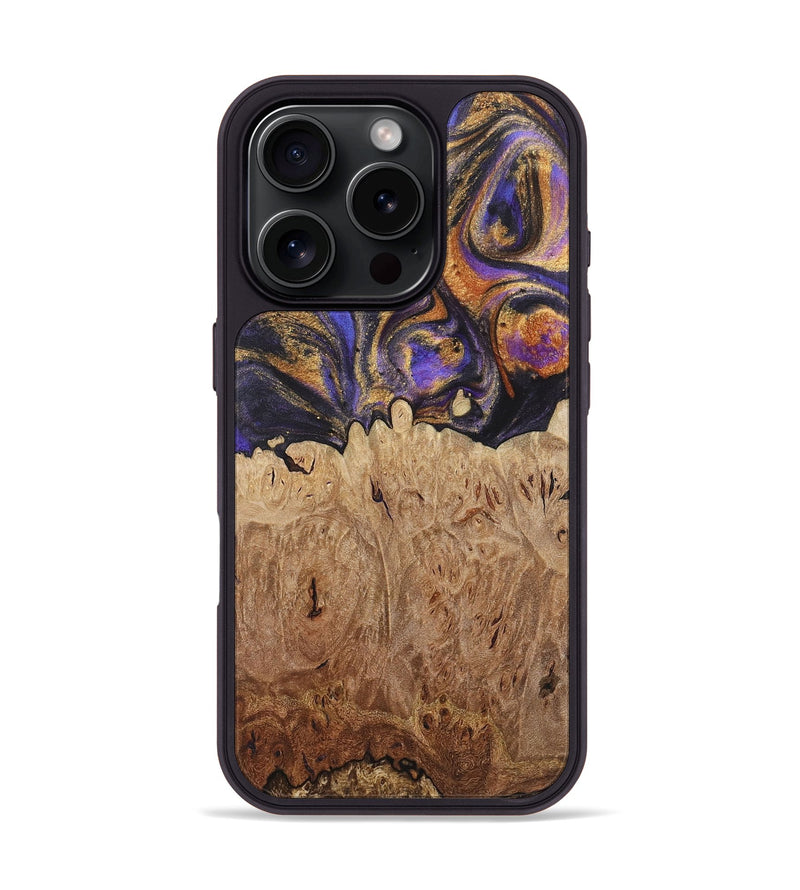 iPhone 16 Pro Wood+Resin Phone Case - Kara (Purple, 722398)