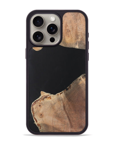 iPhone 15 Pro Max Wood+Resin Phone Case - Angie (Pure Black, 722401)