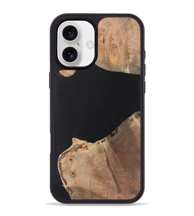 iPhone 16 Plus Wood+Resin Phone Case - Angie (Pure Black, 722401)