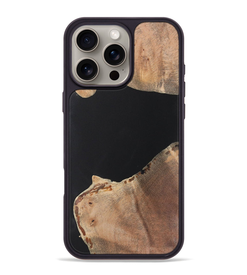 iPhone 16 Pro Max Wood+Resin Phone Case - Angie (Pure Black, 722401)