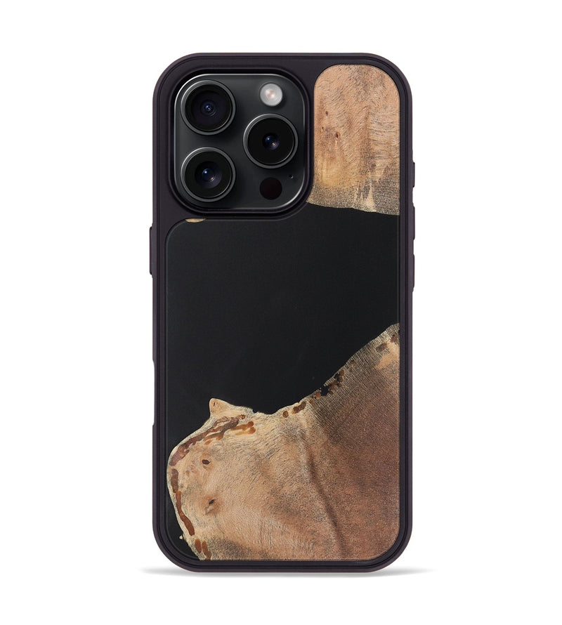 iPhone 16 Pro Wood+Resin Phone Case - Angie (Pure Black, 722401)