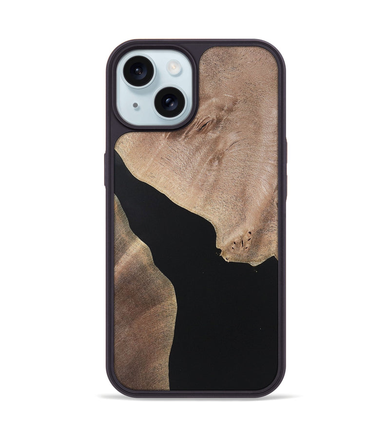 iPhone 15 Wood+Resin Phone Case - Kadence (Pure Black, 722406)