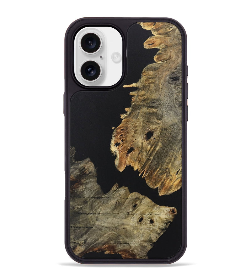 iPhone 16 Plus Wood+Resin Phone Case - Loretta (Pure Black, 722407)