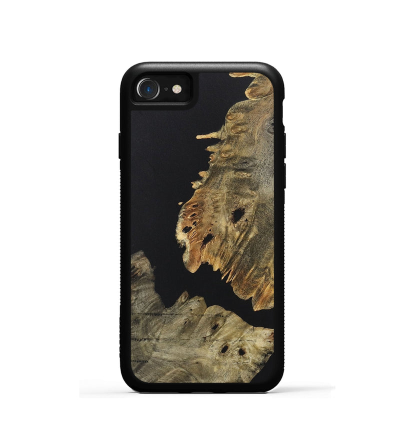 iPhone SE Wood+Resin Phone Case - Loretta (Pure Black, 722407)