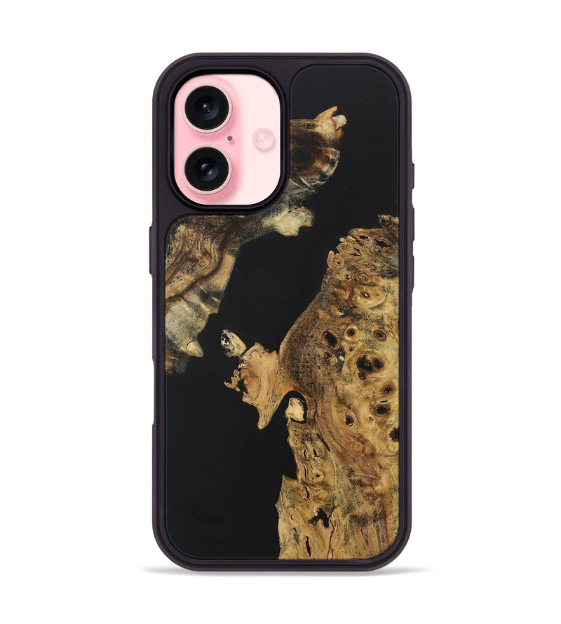 iPhone 16 Wood+Resin Phone Case - Anastasia (Pure Black, 722408)