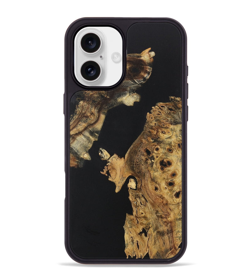 iPhone 16 Plus Wood+Resin Phone Case - Anastasia (Pure Black, 722408)