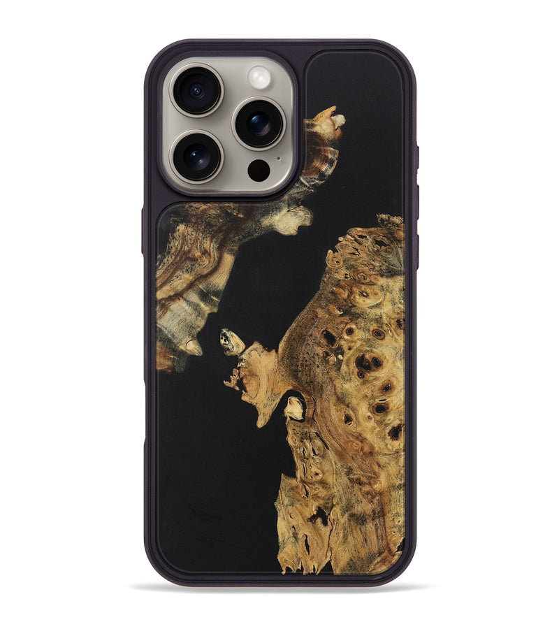 iPhone 16 Pro Max Wood+Resin Phone Case - Anastasia (Pure Black, 722408)