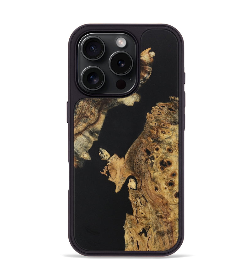 iPhone 16 Pro Wood+Resin Phone Case - Anastasia (Pure Black, 722408)