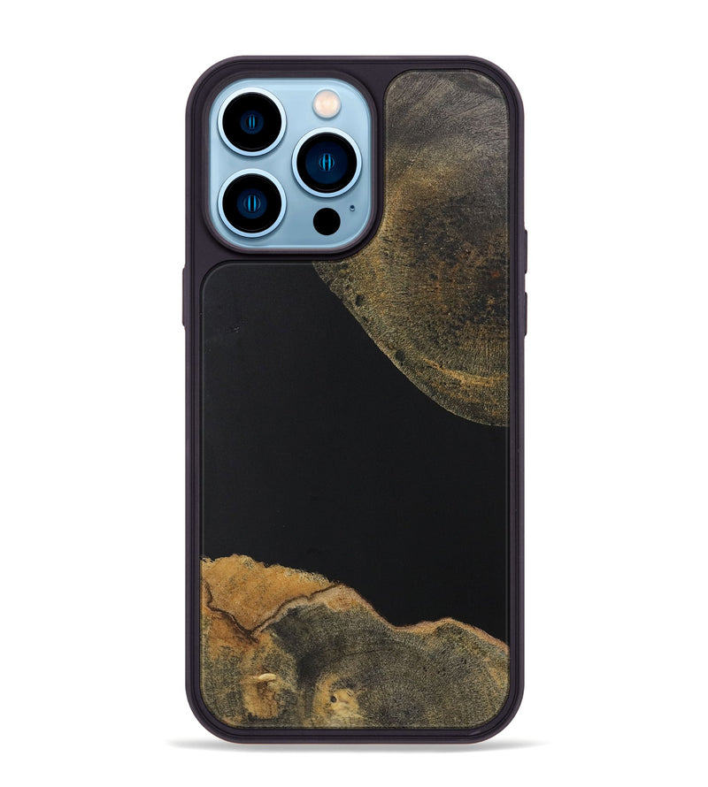 iPhone 14 Pro Max Wood+Resin Phone Case - Prince (Pure Black, 722409)