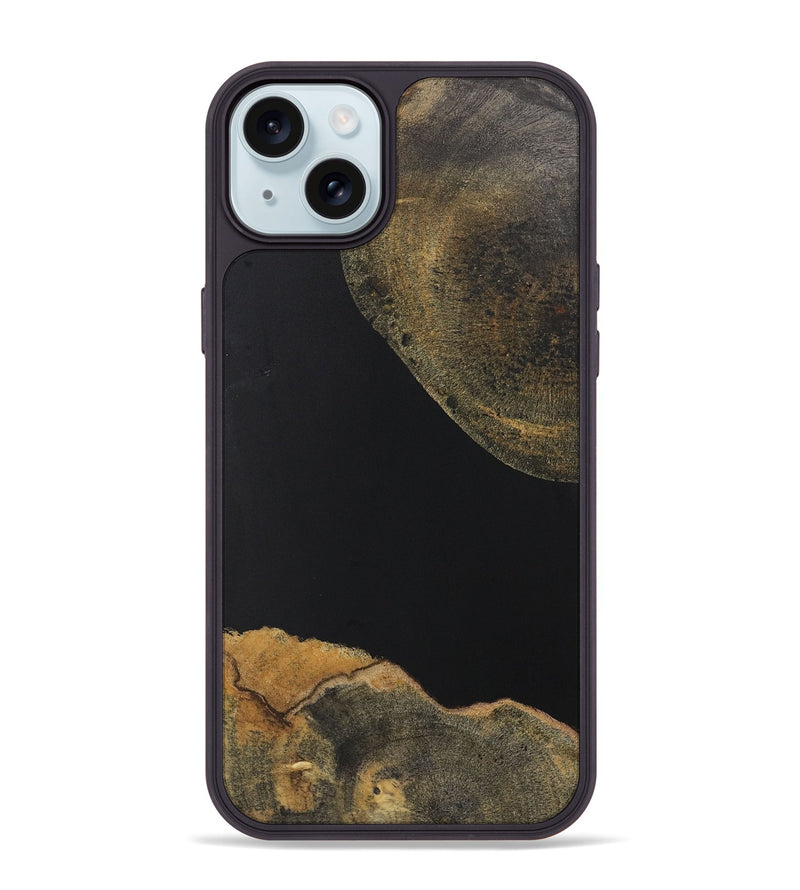 iPhone 15 Plus Wood+Resin Phone Case - Prince (Pure Black, 722409)