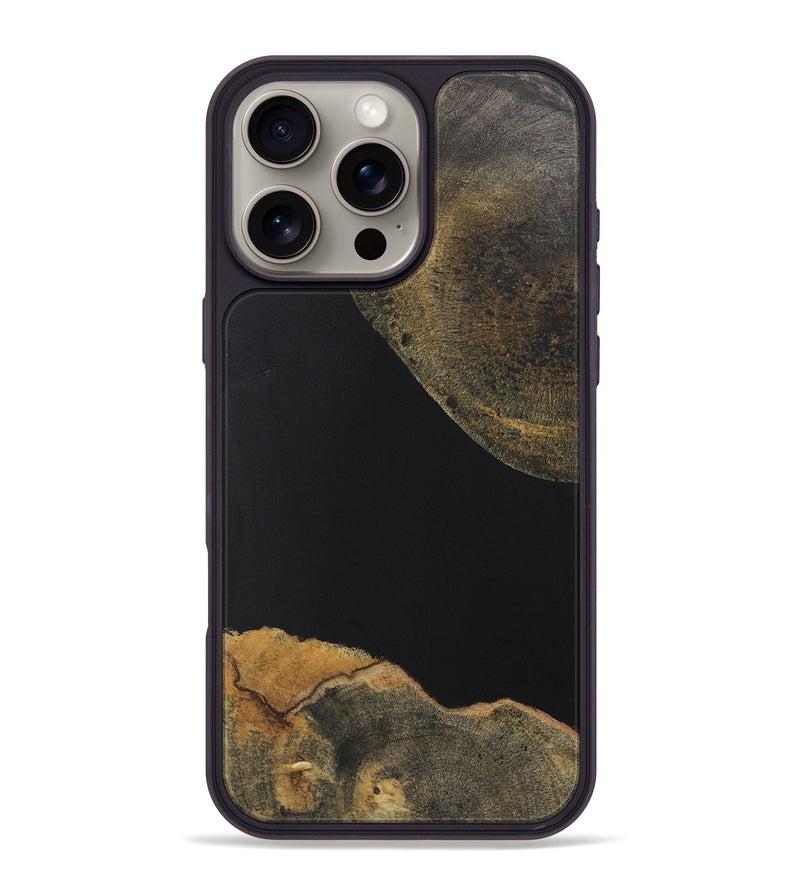 iPhone 16 Pro Max Wood+Resin Phone Case - Prince (Pure Black, 722409)