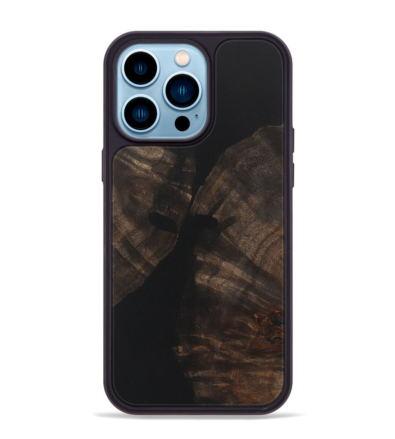 iPhone 14 Pro Max Wood+Resin Phone Case - Cody (Pure Black, 722411)