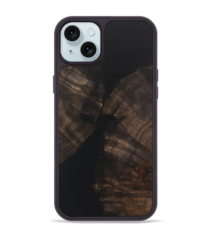 iPhone 15 Plus Wood+Resin Phone Case - Cody (Pure Black, 722411)