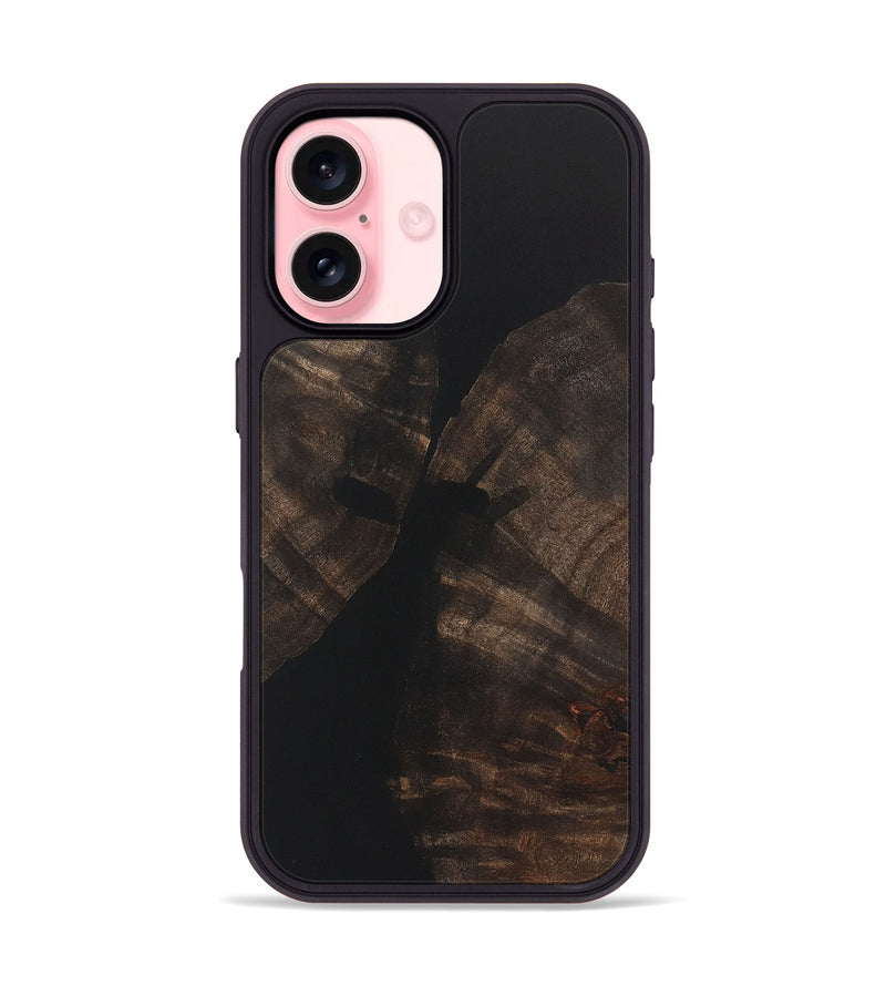 iPhone 16 Wood+Resin Phone Case - Cody (Pure Black, 722411)