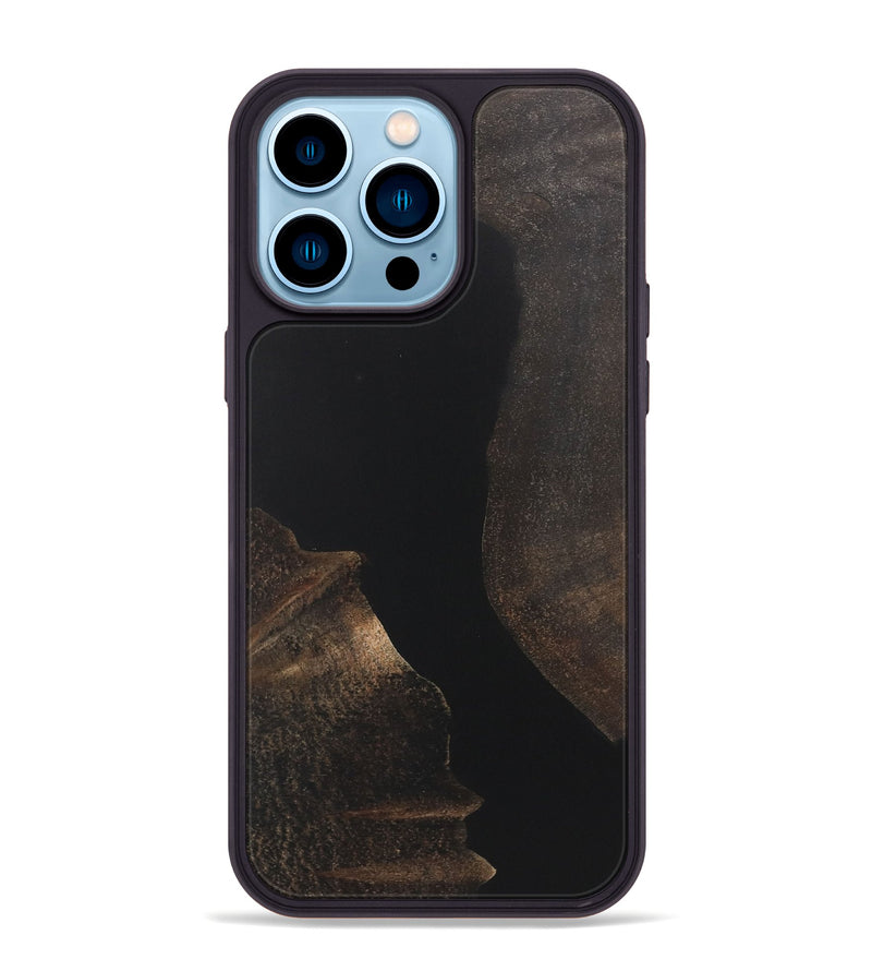 iPhone 14 Pro Max Wood+Resin Phone Case - Major (Pure Black, 722412)