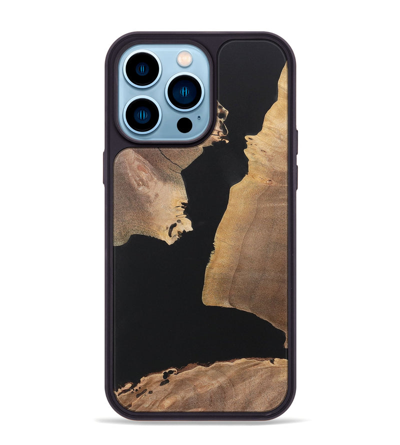 iPhone 14 Pro Max Wood+Resin Phone Case - Arthur (Pure Black, 722413)