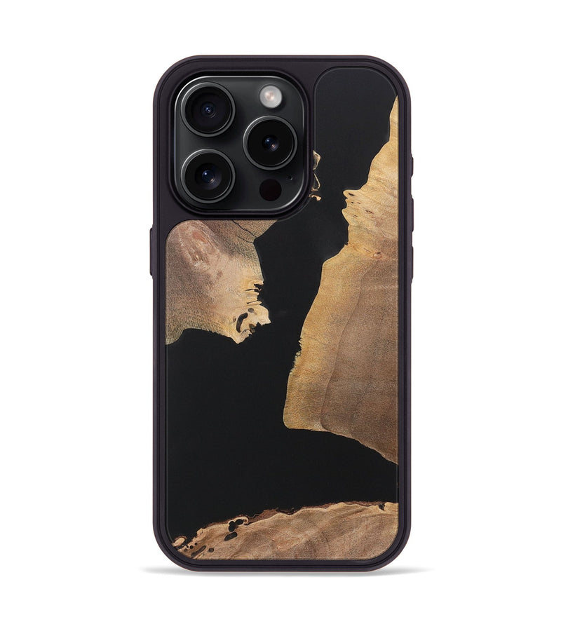 iPhone 15 Pro Wood+Resin Phone Case - Arthur (Pure Black, 722413)