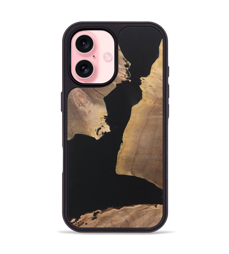 iPhone 16 Wood+Resin Phone Case - Arthur (Pure Black, 722413)