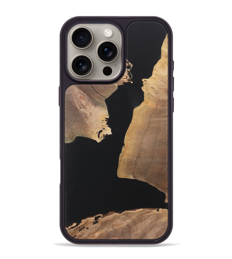 iPhone 16 Pro Max Wood+Resin Phone Case - Arthur (Pure Black, 722413)