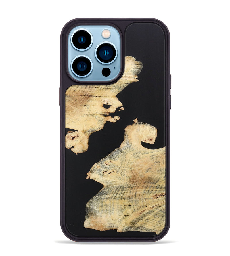 iPhone 14 Pro Max Wood+Resin Phone Case - Elaine (Pure Black, 722414)