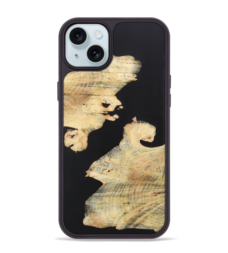 iPhone 15 Plus Wood+Resin Phone Case - Elaine (Pure Black, 722414)