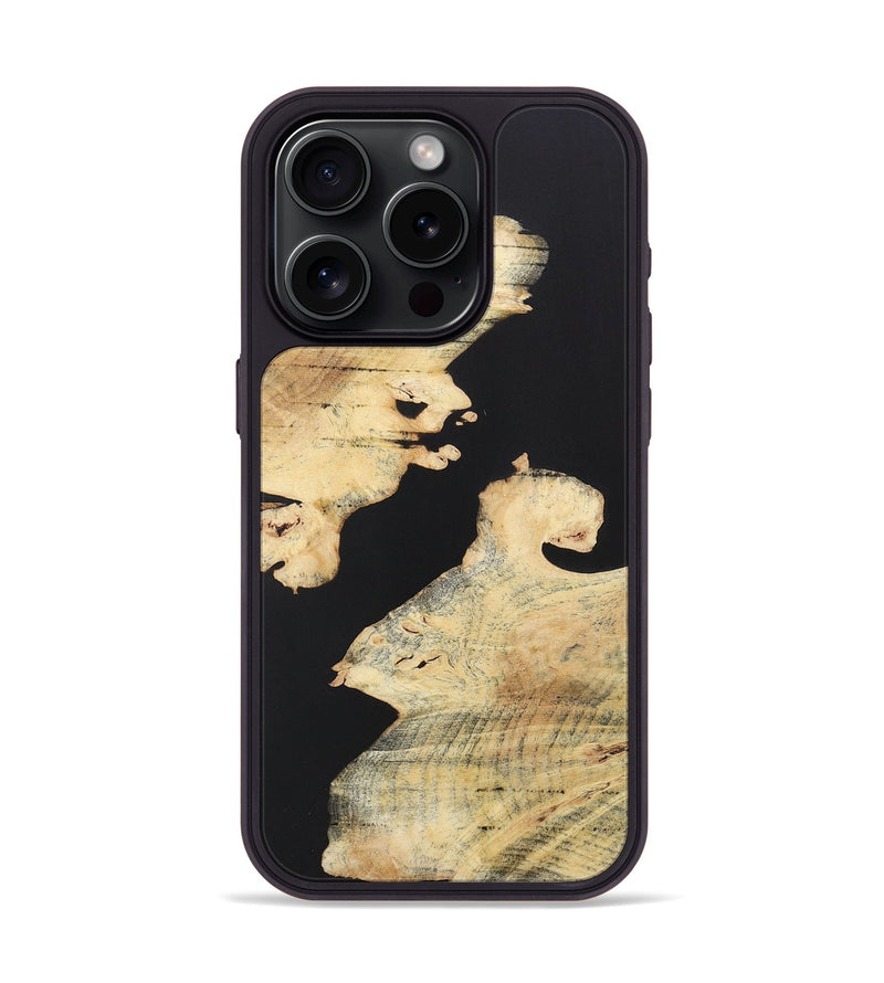 iPhone 15 Pro Wood+Resin Phone Case - Elaine (Pure Black, 722414)