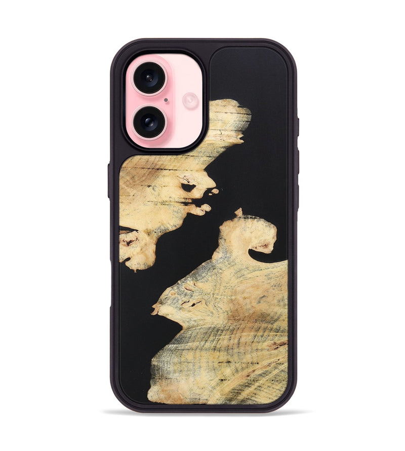 iPhone 16 Wood+Resin Phone Case - Elaine (Pure Black, 722414)